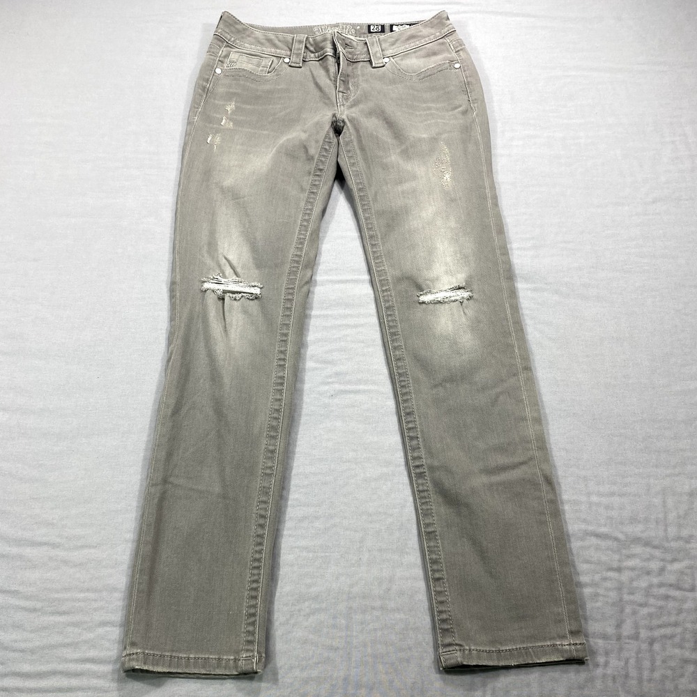 Miss Me Jeans Womens 30x30 Grayā Skinny Pants Distressed Mid Rise Ladies
